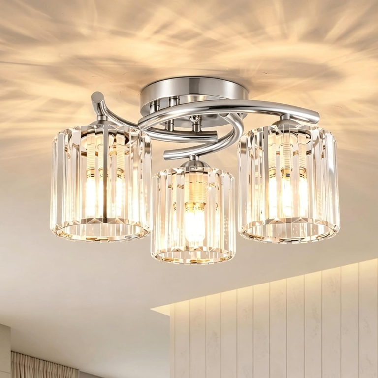 100W, 3-Lights Crystal Chandeliers Light Shade, E27 Semi Flush Light