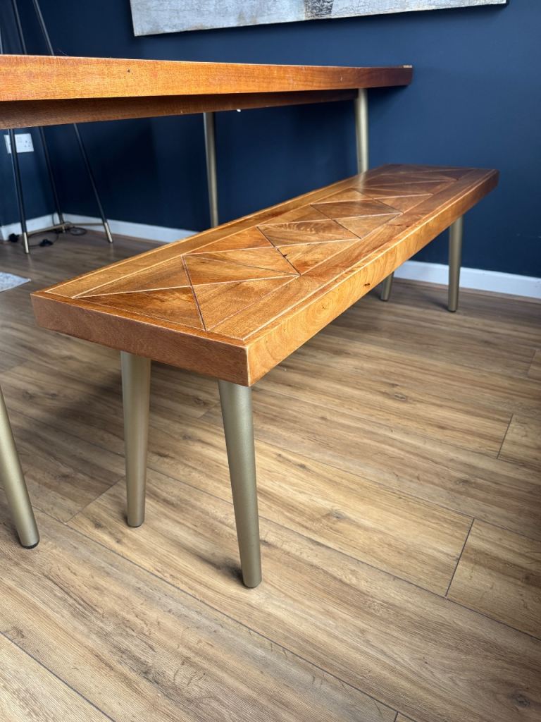 Next - Mango wood bench with gold legs