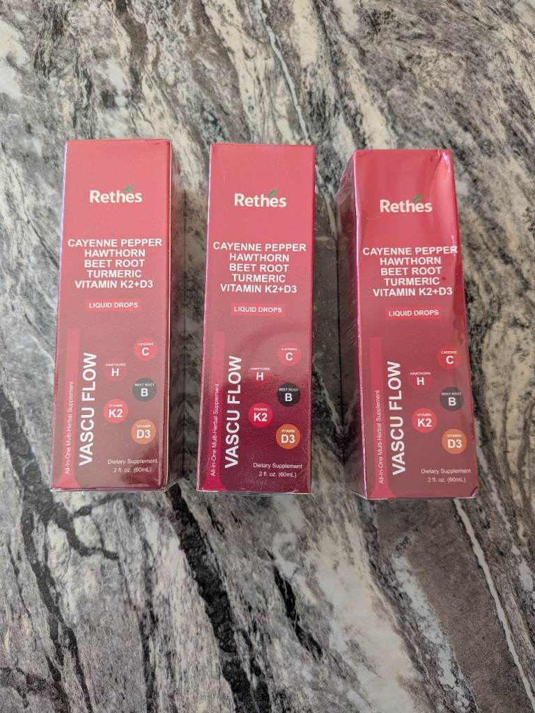 Rethes Vascu Flow Liquid Drops - Cayenne Pepper, Hawthorn, Beet Root, Turmeric, Vitamin K2+D3