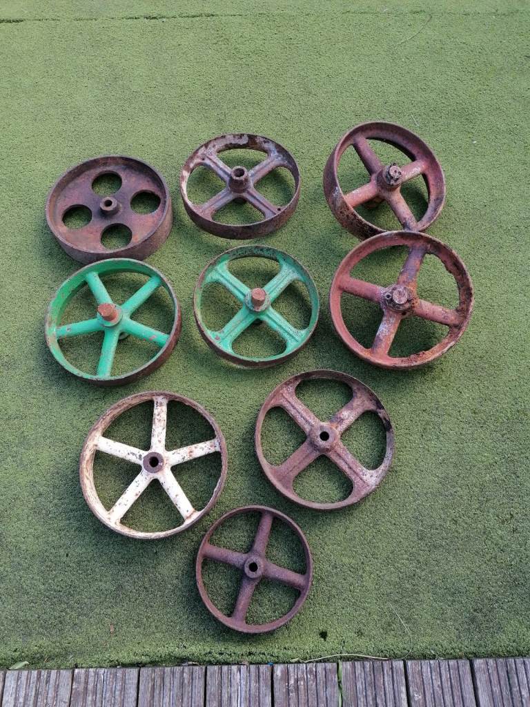 Job Lot Of Antique Cast Iron Wheels 