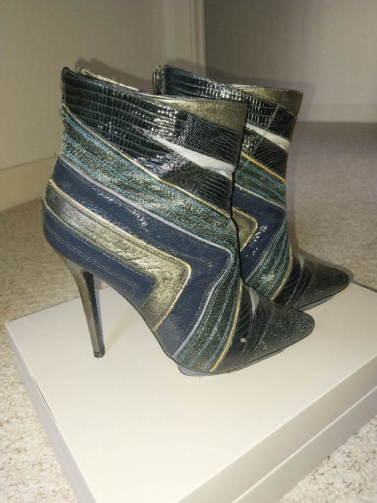 FREE Stylish Multicoloured High Heel Ankle Boots – Good Condition