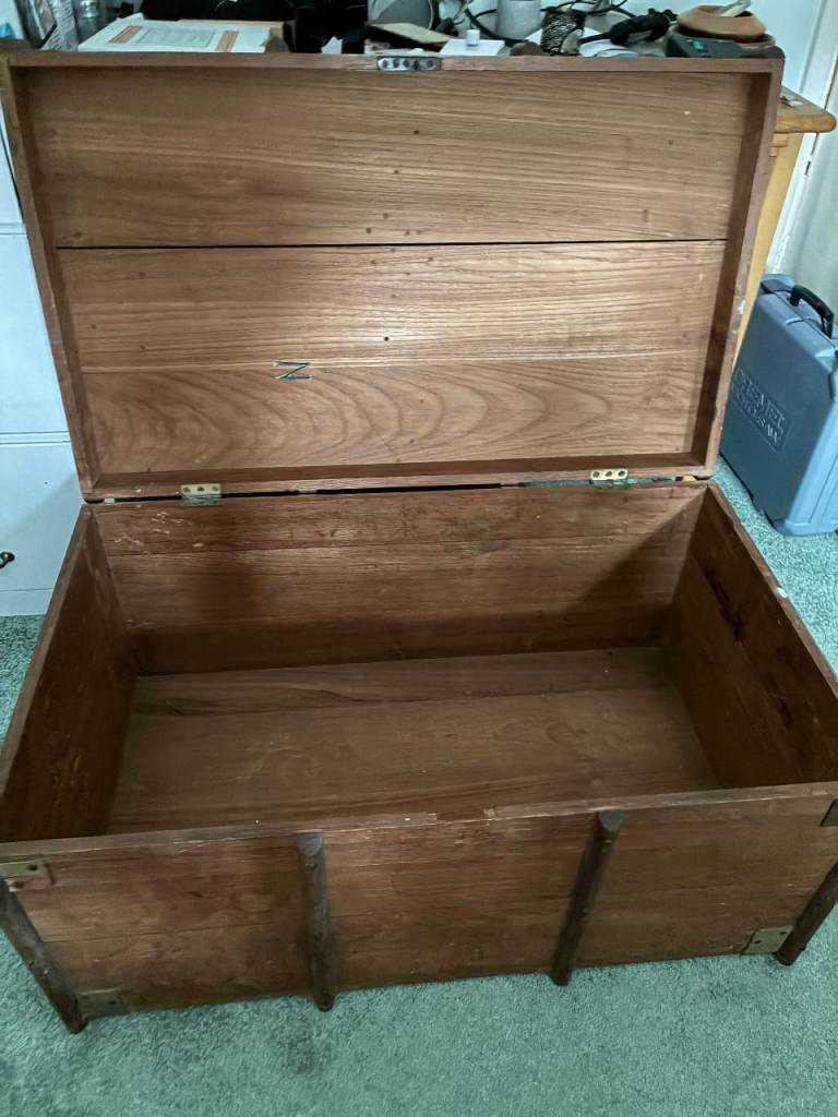 Large Wooden Storage Chest / Trunk – Fair Condition