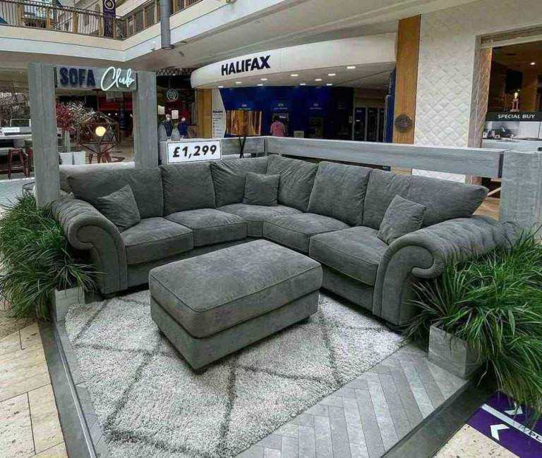 Sofa Club Grey Fabric Corner Sofa with Matching Cushions