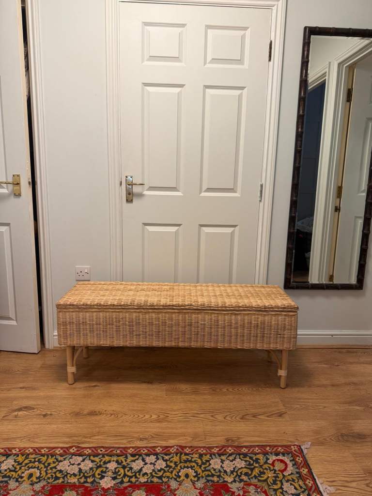 TOLKNING Bench with storage, handmade rattan, 120 cm