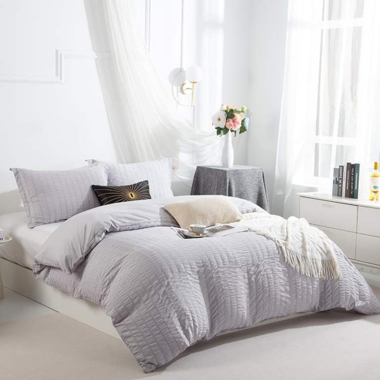 new Seersucker Duvet Cover Set （double） Stain Resistant Easy Clean