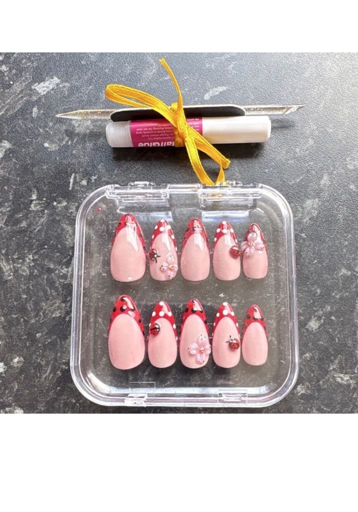 Brand New Ladybird Press-On Nails with Glue