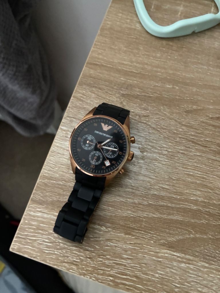Emporio Armani Black Chronograph Watch – Good Condition