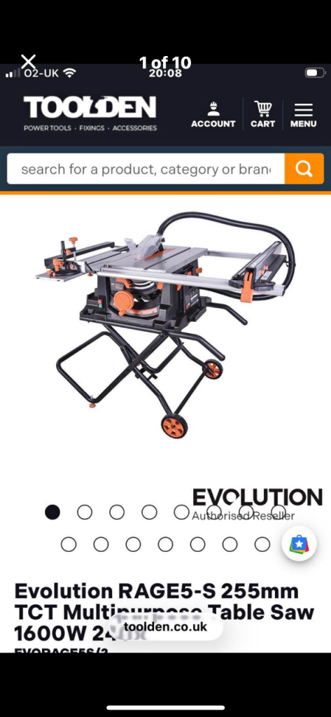 SOLD! Evolution Rage 5S Table Saw - Unused. Still in original box