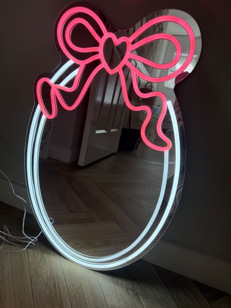 Neon light bow mirror 