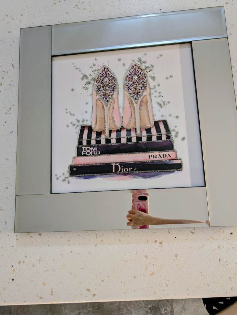 Designer inspired liquid art picture with mirrored frame