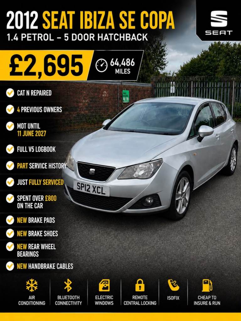 SEAT Ibiza SE Copa 2012, 1.4 Petrol Manual 