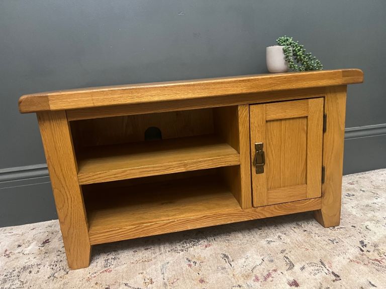 💚 📺 solid oak tv cabinet unit