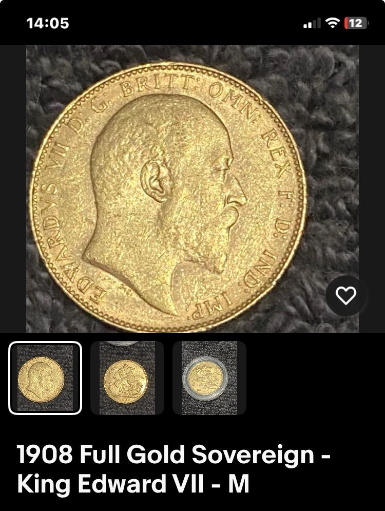 Full gold sovereigns 1908 a good year