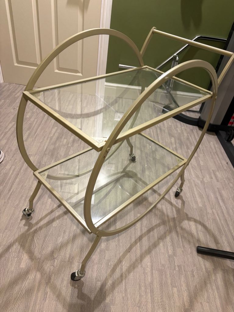 Champagne Gold Metal and Glass Drinks Trolley – Good Condition | in ...