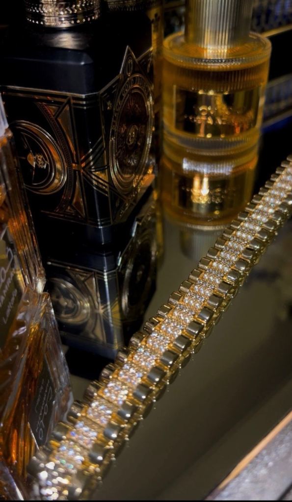 Presidential Gold filled bracelet with moissanite centre links