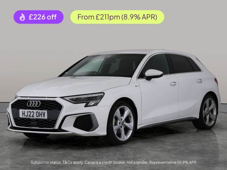 2022 Audi A3 1.0 TFSI 30 S line Sportback 5dr Petrol Manual Euro 6 (s/s) (110 ps) - CRUI Hatchbac...