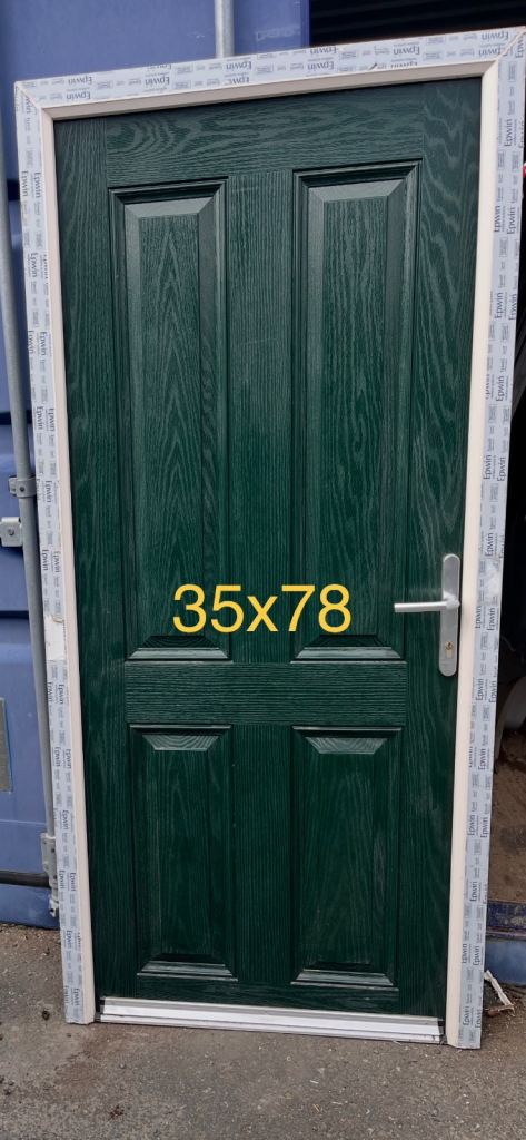 New Green Composite Door with Frame – 35.5x78 Inches