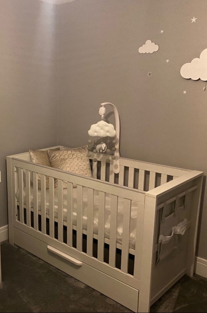 Cot Bed for baby/toddler White (Mamas and Papas) including Premium Dual Mattress and Extras