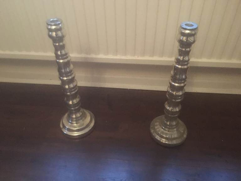 LOMBOK Silver Candlesticks – Set of 3, Good Condition