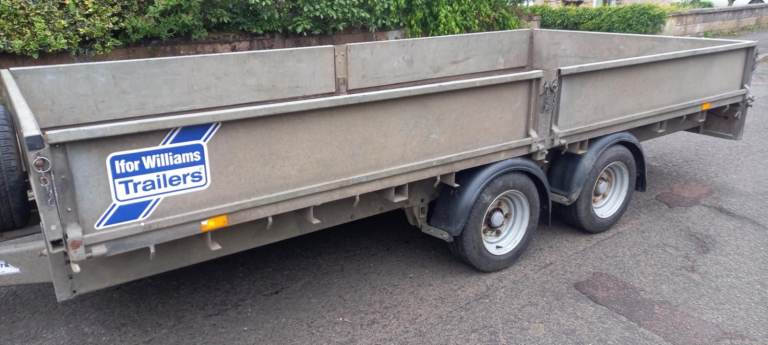 Ifor Williams LM146 flatbed trailer with dropsides. 