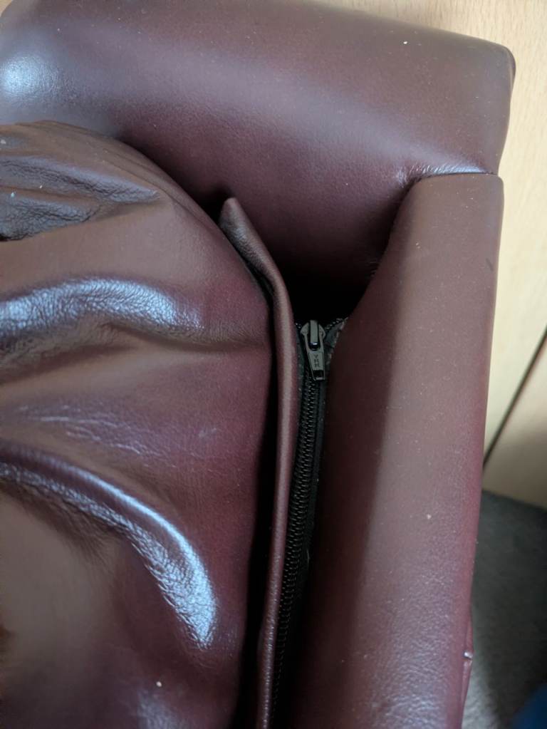 Chesterfield Leather Armchair Queen Anne Legs Dark Brown