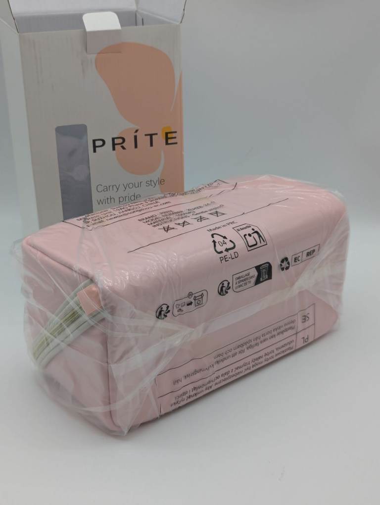 PRITE pink & Black Makeup Bag - New, with Handle