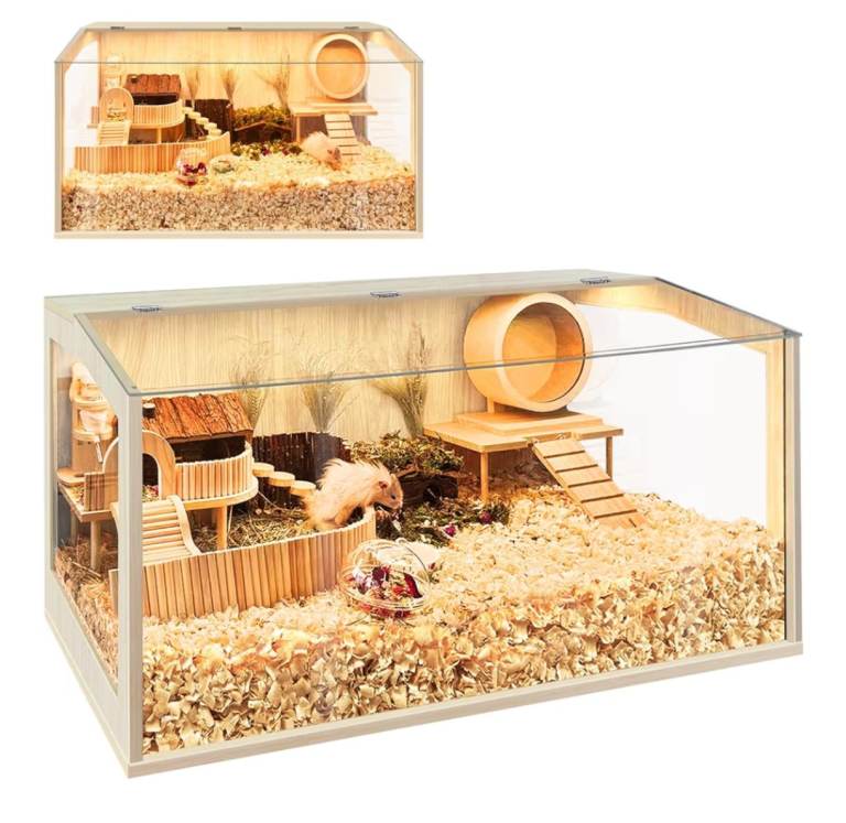 Hamster Cage Chewproof, Large Hamster Cages and Habitats, Openable Top with Acrylic Sheets