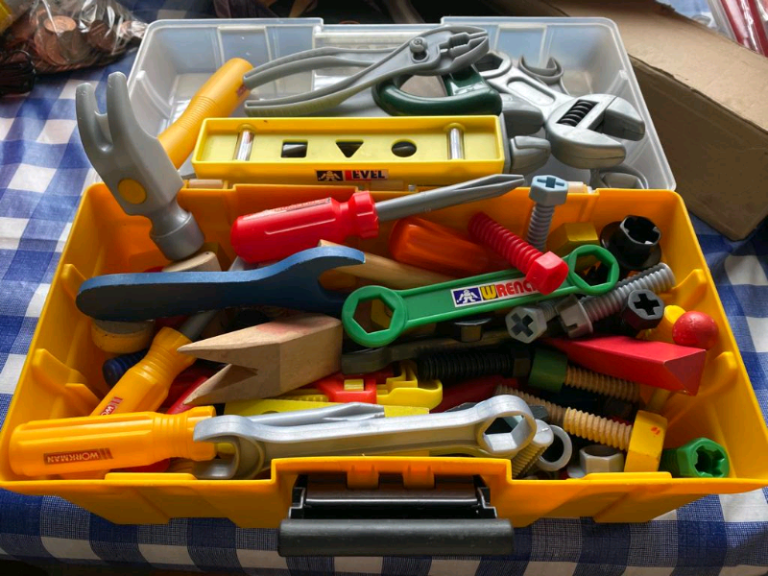 image for Toy tools and tool box