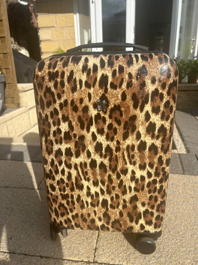 It brand leopard print trolley and vanity case set