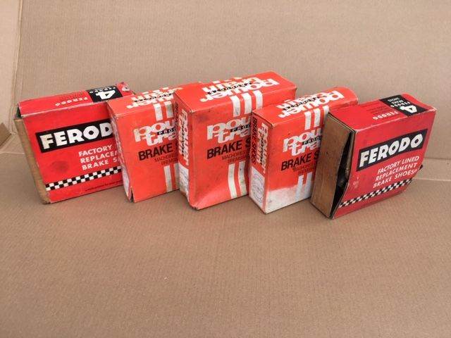 Ford Escort 1300 estate and van, (30-35K), FRONT brake shoes NOS (New Old Stock) Power Train brand.