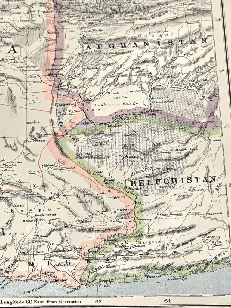 Antique 1880s Victorian Map Persian/Qajar Empire Large Atlas Map Lett's ...