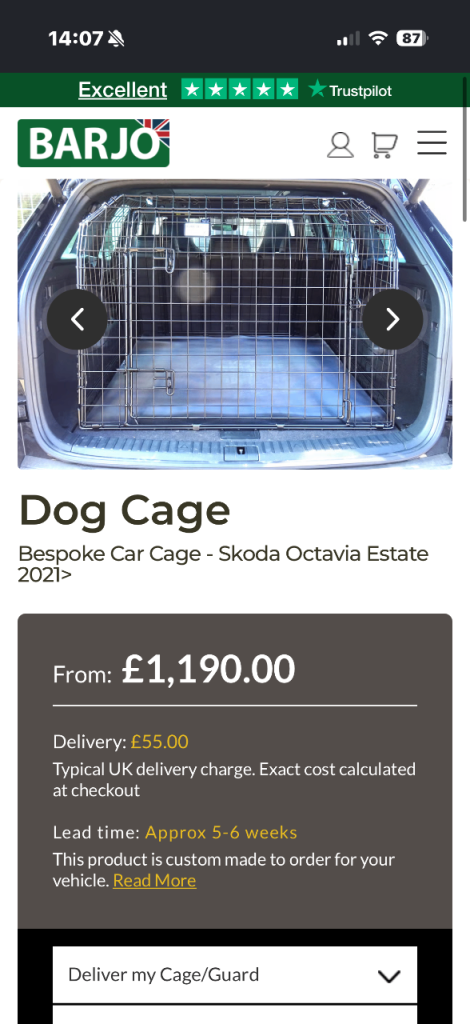 Skoda Octavia dog cage 