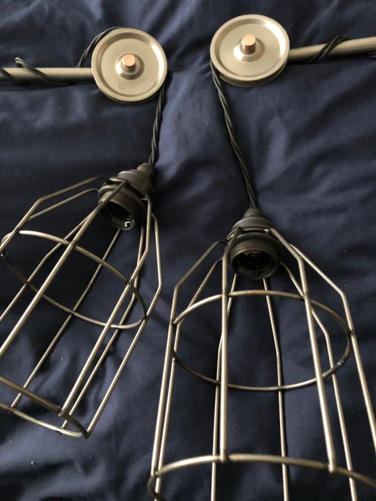 Pr of plug in industrial Wall Lights 