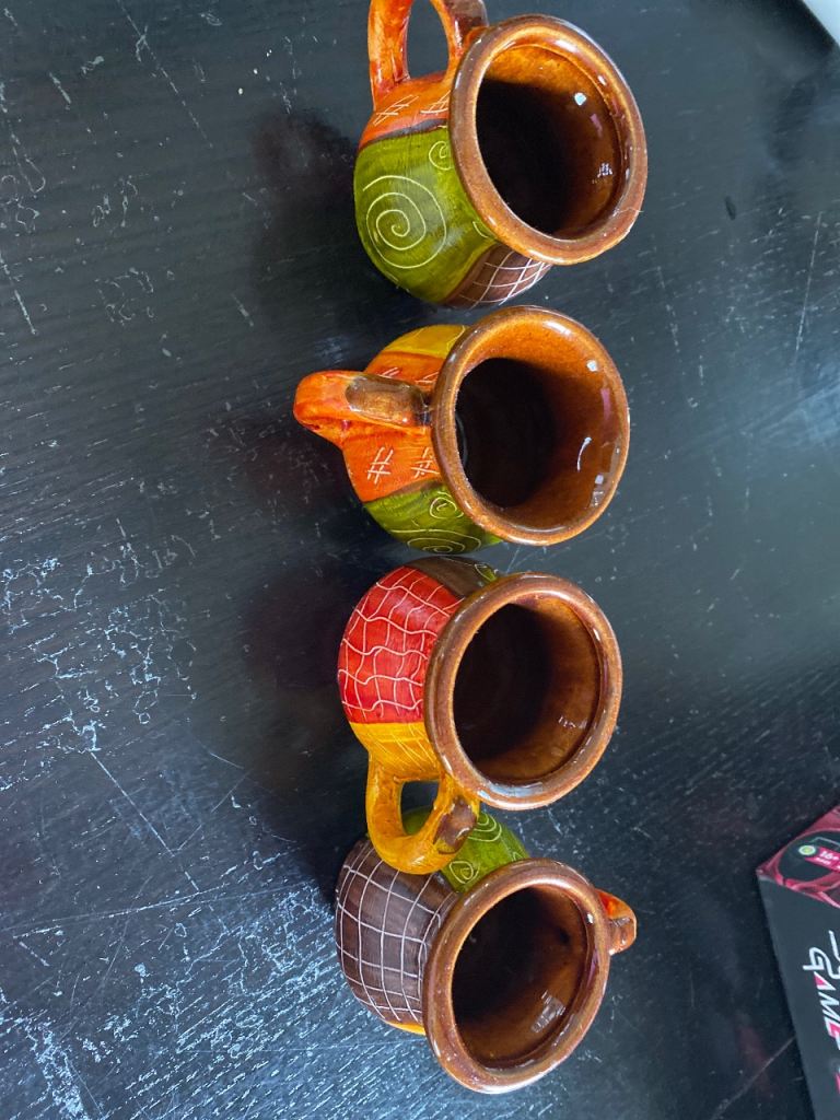 Set of 4 Colourful Ceramic Mugs/Jugs – Good Condition