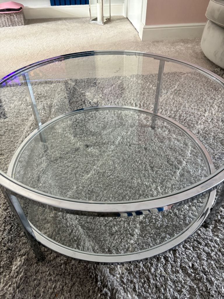 Round glass coffee table