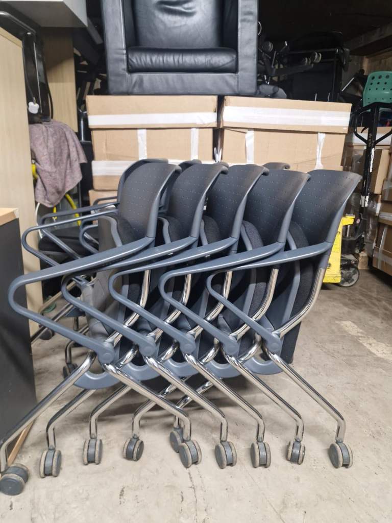 Foldable stackable meeting chairs with wheels (30 available) 35 each