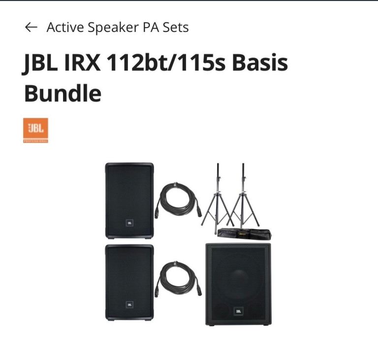 PA Sets speakers and subwoofer JBL IRX 112bt/115s Basis Bundle