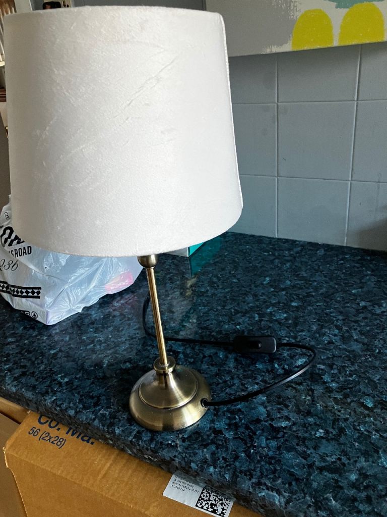 Slimline brushed metal Table Lamp - base and shade