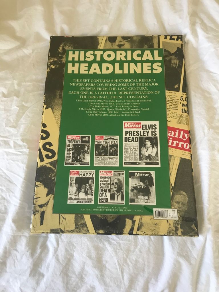 6 Historical Replica Newspapers covering major 20C Events - unopened!