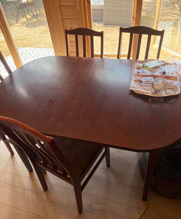 Wooden Extendable Dining Table and 4 Chairs – Brown