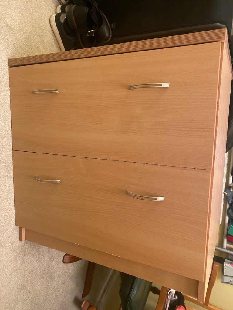 Free beech wood 2 draw filing cabinet 
