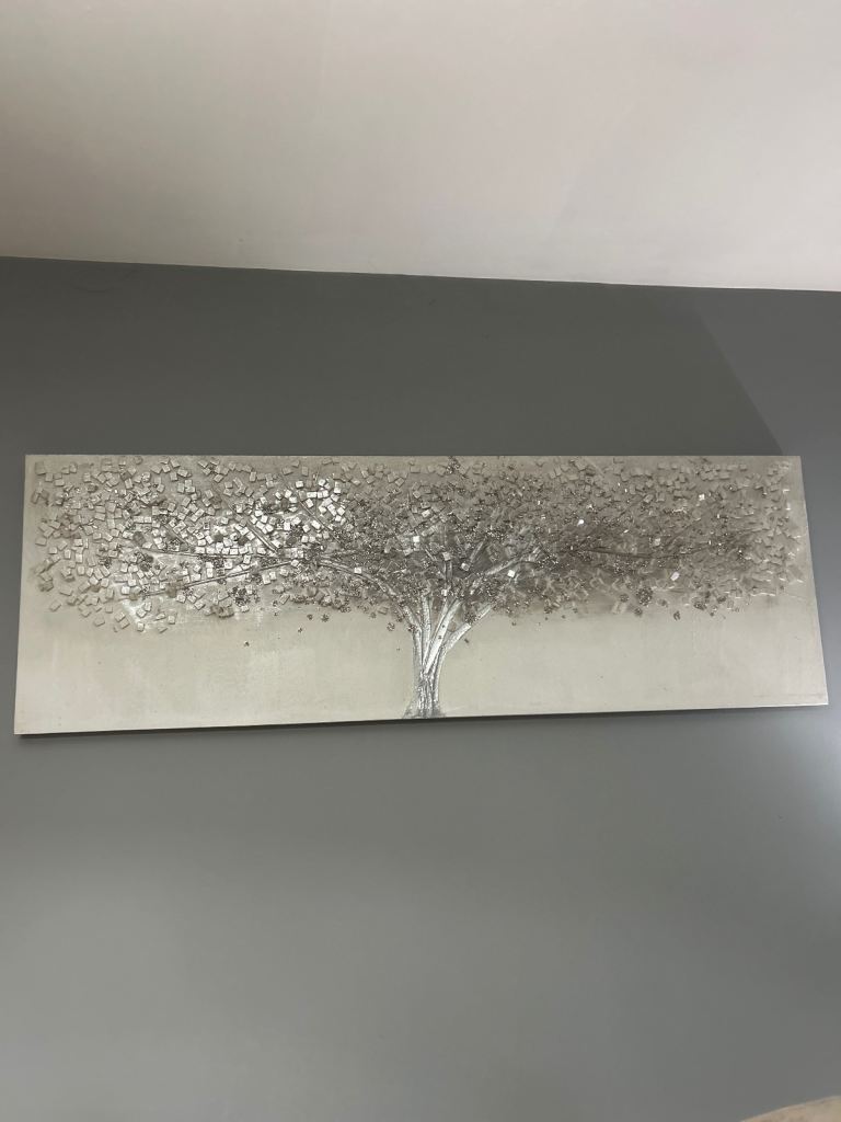 Silver Tree Canvas Wall Art – Good Condition