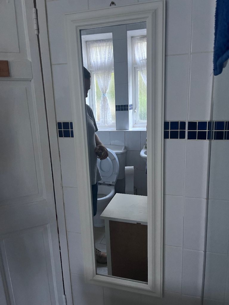 White Framed Wall Mirror - Good Condition