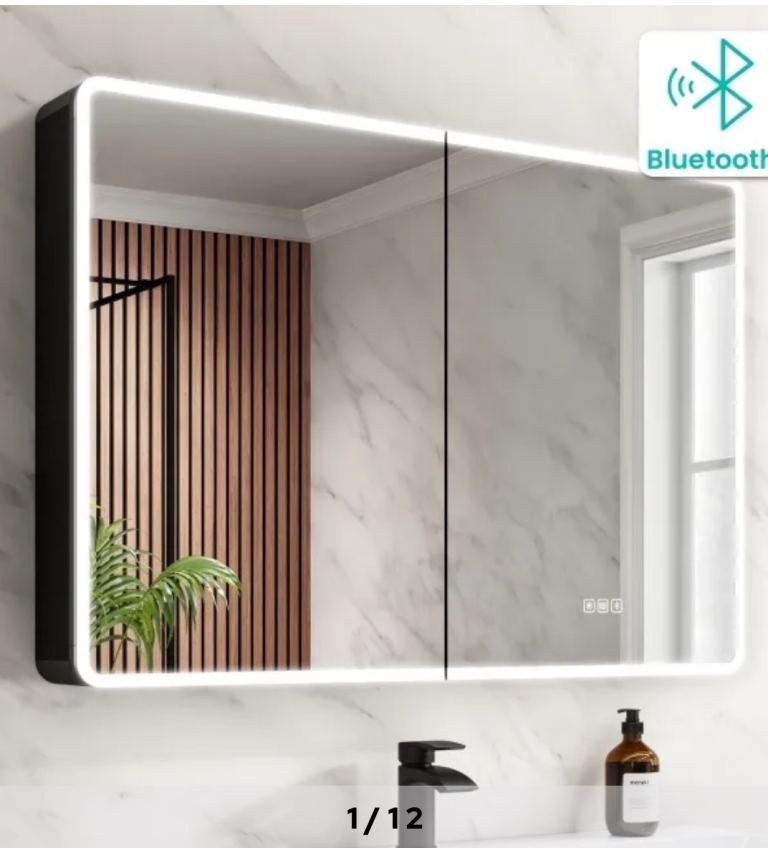Bathroom Mountain Aurora Matt Black LED Mirror Cabinet – Spares/Repair ...