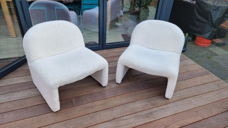 Pair of Cream Boucle Occasional Chairs