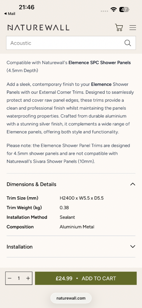 Elemence Polished Silver Aluminium External