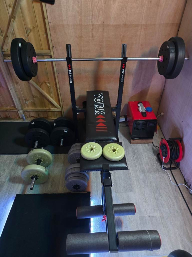 York weight bench & weights