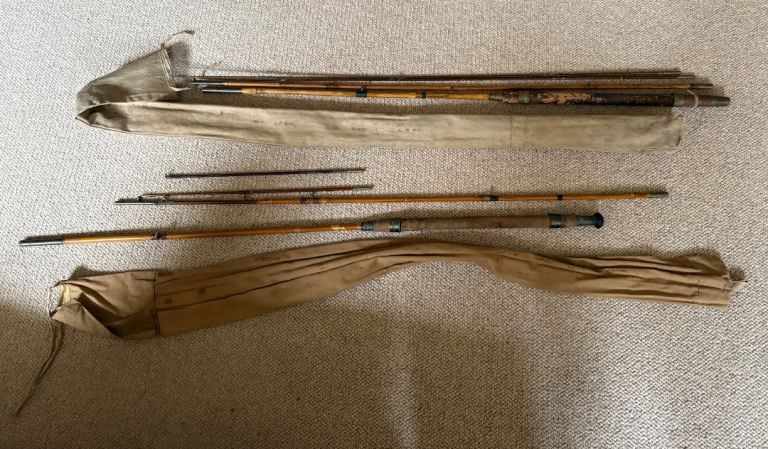 2 vintage cane fishing rods