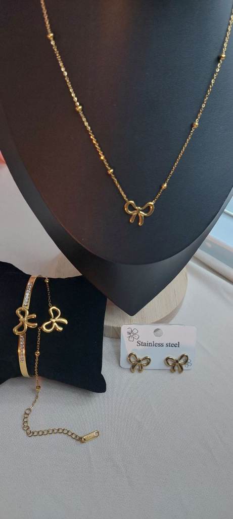 Bow set 18k stainless steel jewellery women gift fashion accessories 