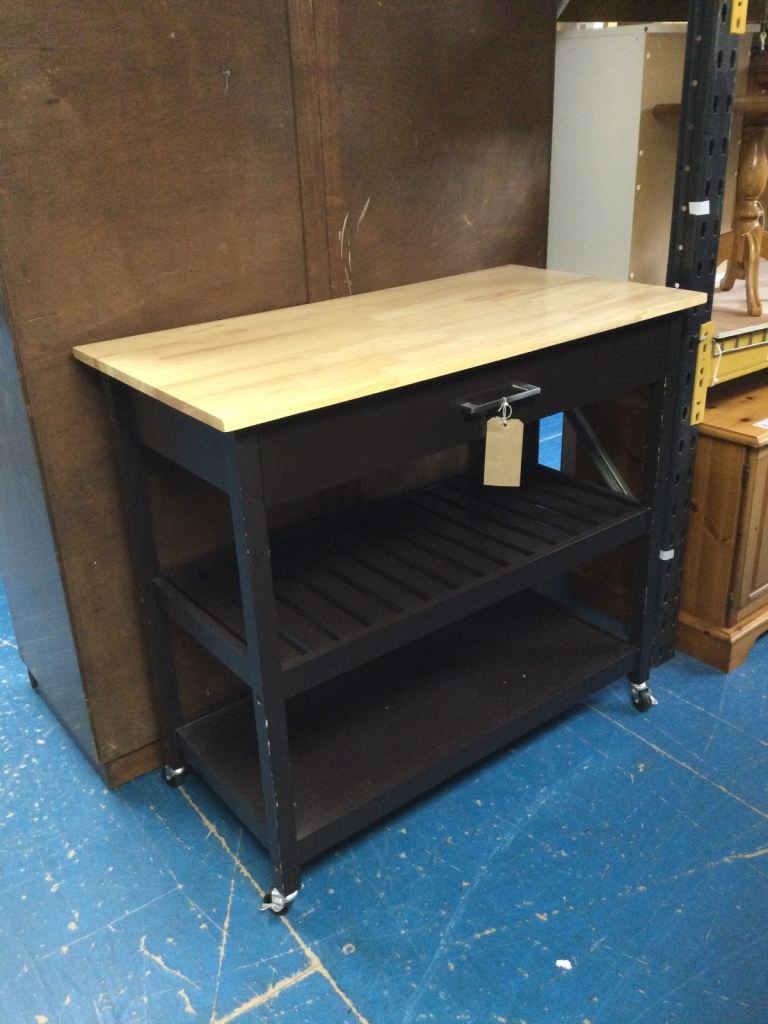 Black/Wood Top Kitchen Island TCL Reuse 109976